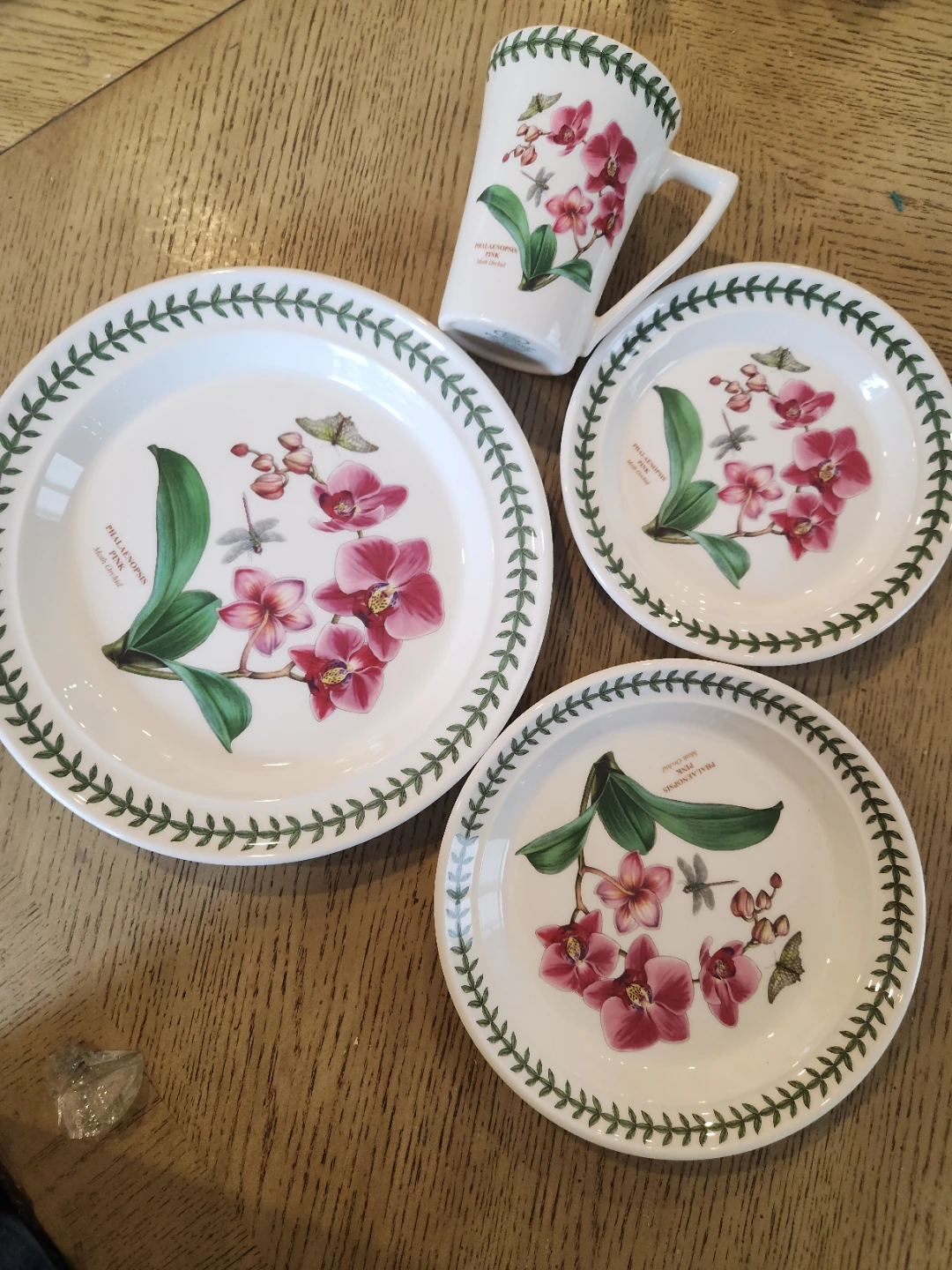 Portmeirion Botanic Garden Pink Orchid Mug and Plates Set