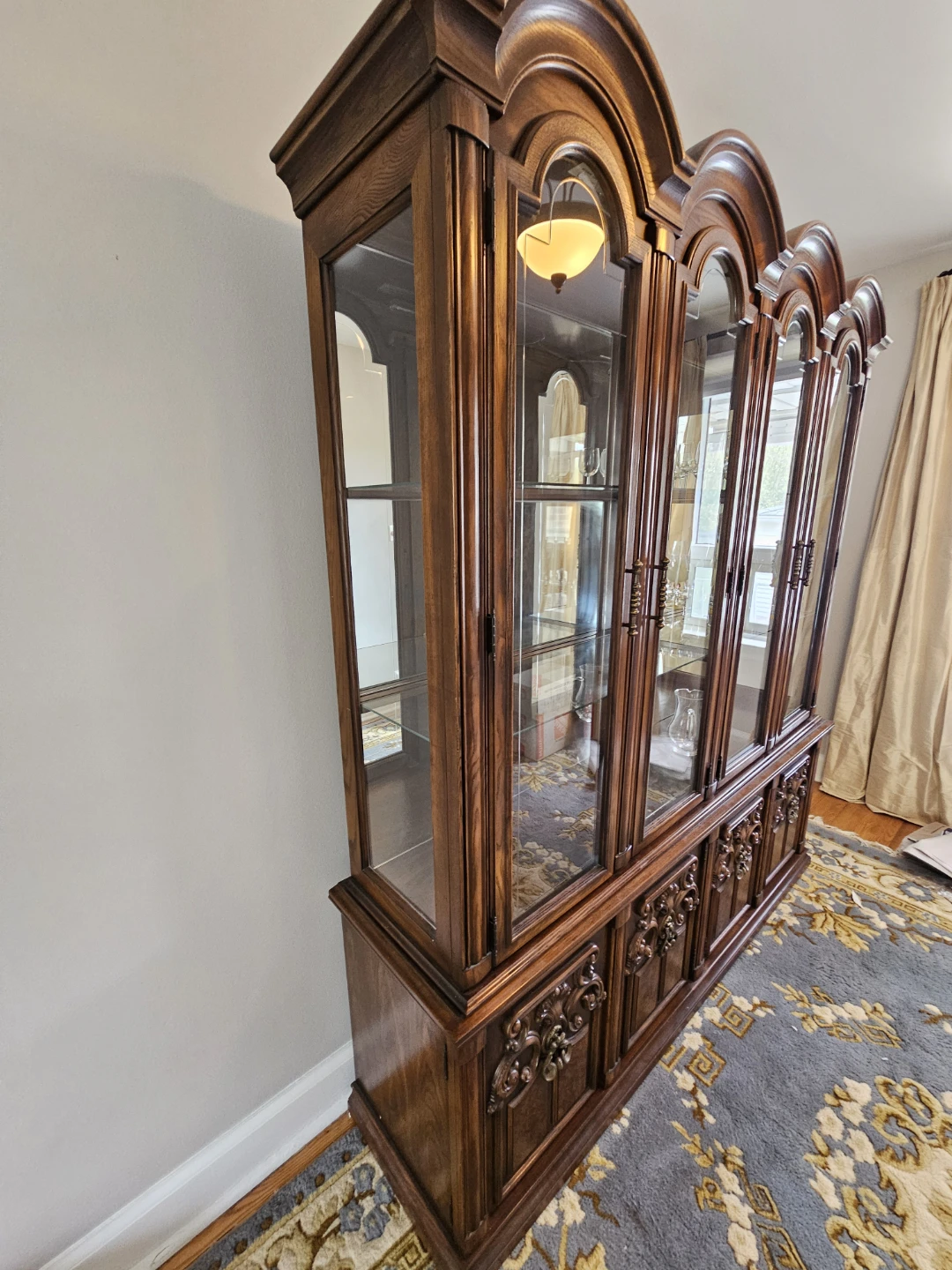 Vintage Lighted Spanish  Mediterranean China Cabinet / Hutch - photo 2
