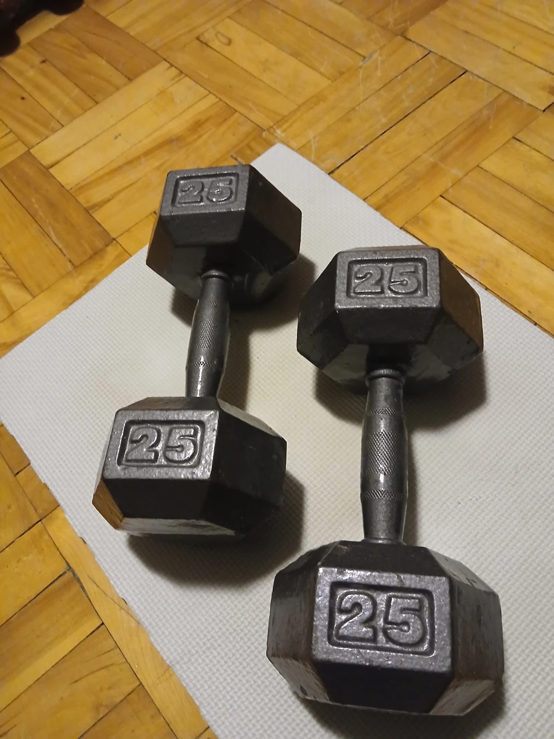 Pair of 25lb Hex Dumbbells