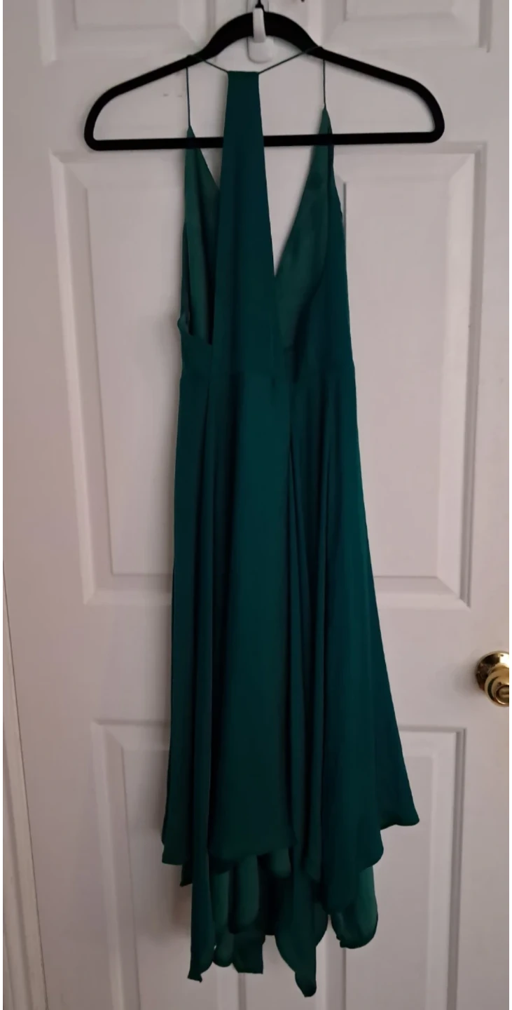 Emerald Green V-line Halter Neck Dress - photo 2