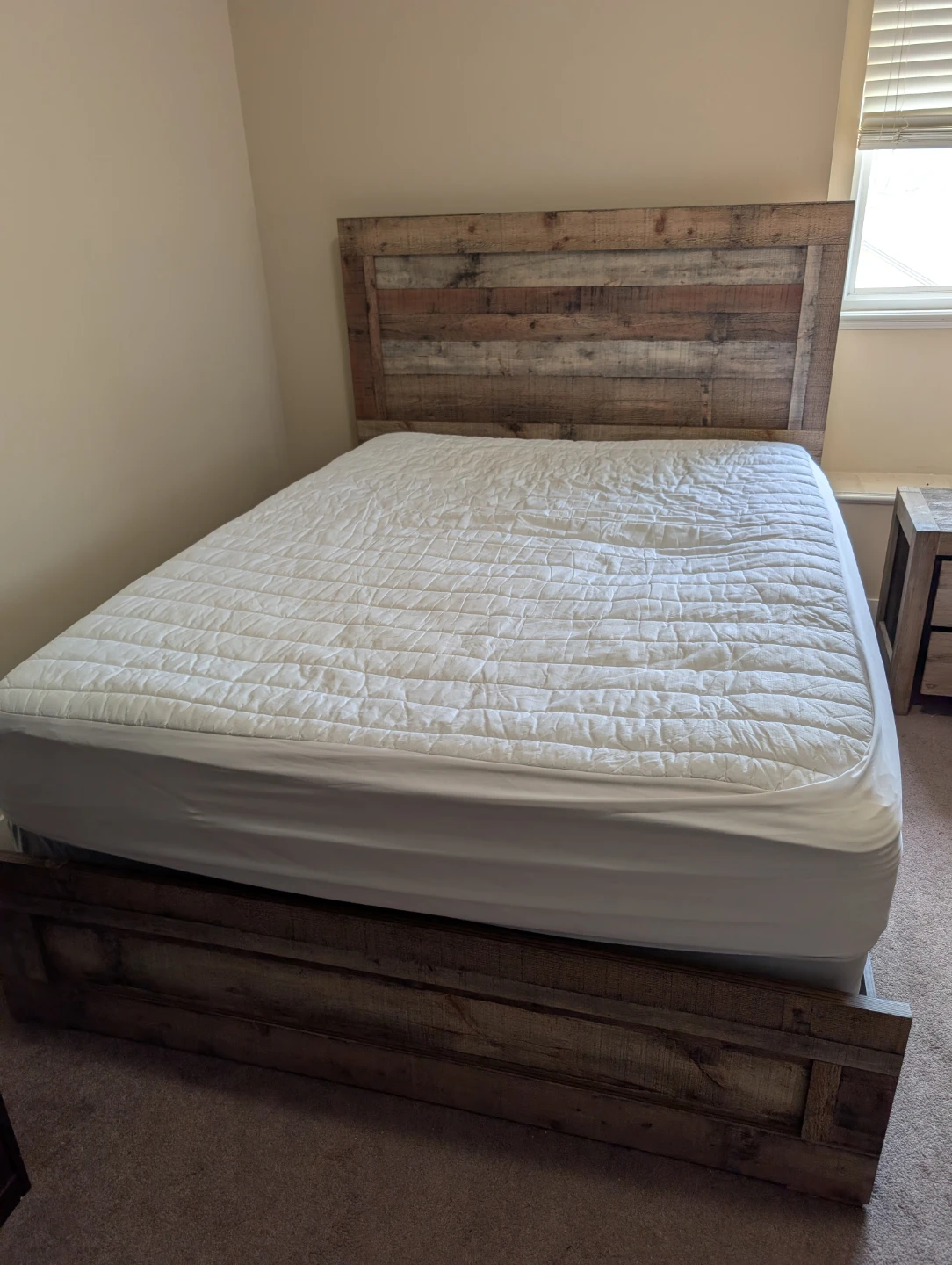Rustic Queen Bed Frame with Headboard + Mattress  + Box spring