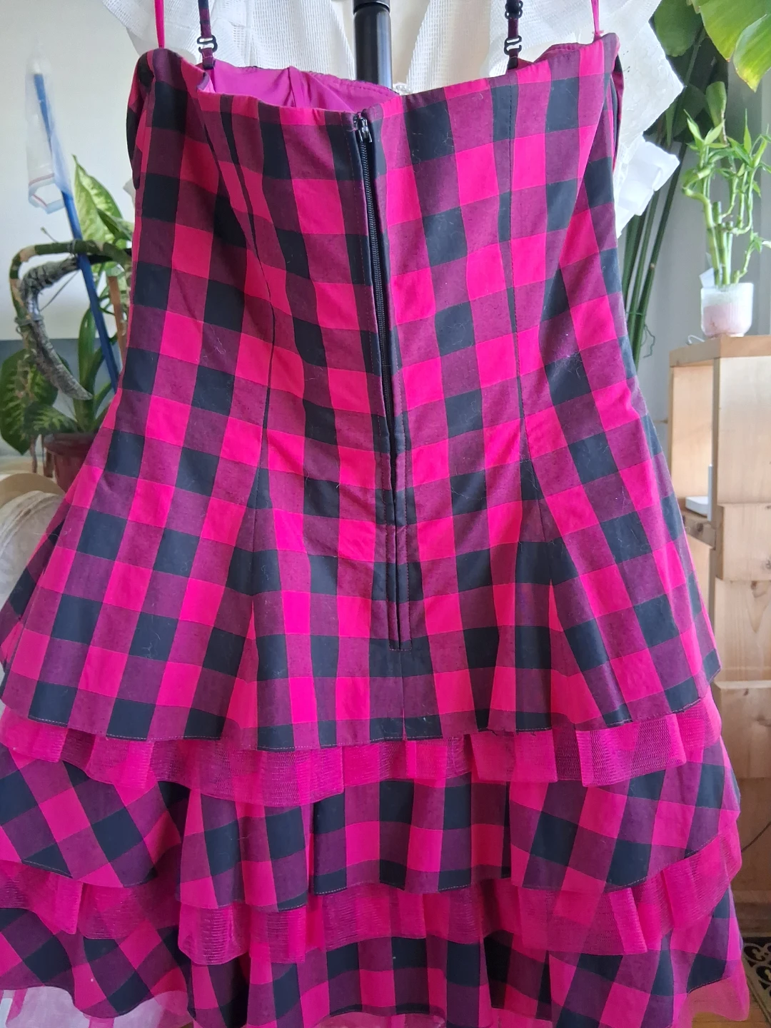 Betsey Johnson Pink and Black Plaid Ruffled Dress - photo 5