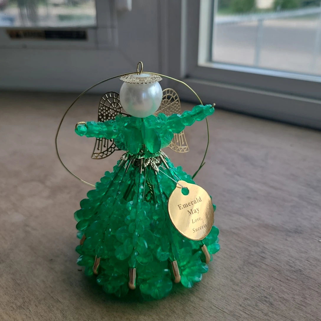 Emerald May Beaded Angel Ornament
