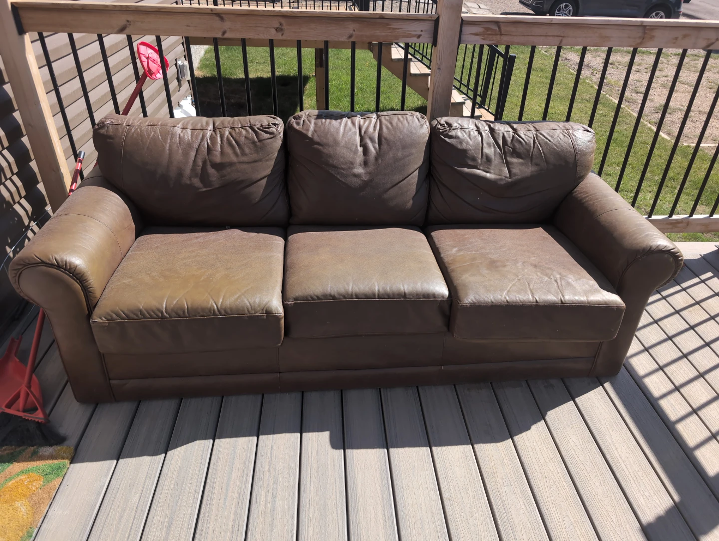 Brown Leather Sofa - photo 2