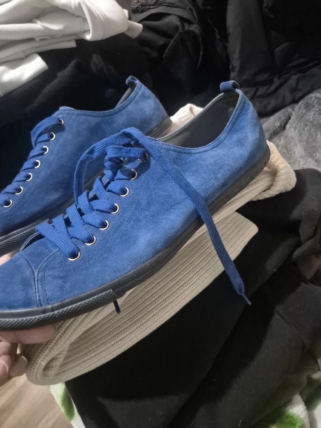 Prada Blue Suede Lace-Up Sneakers - photo 5