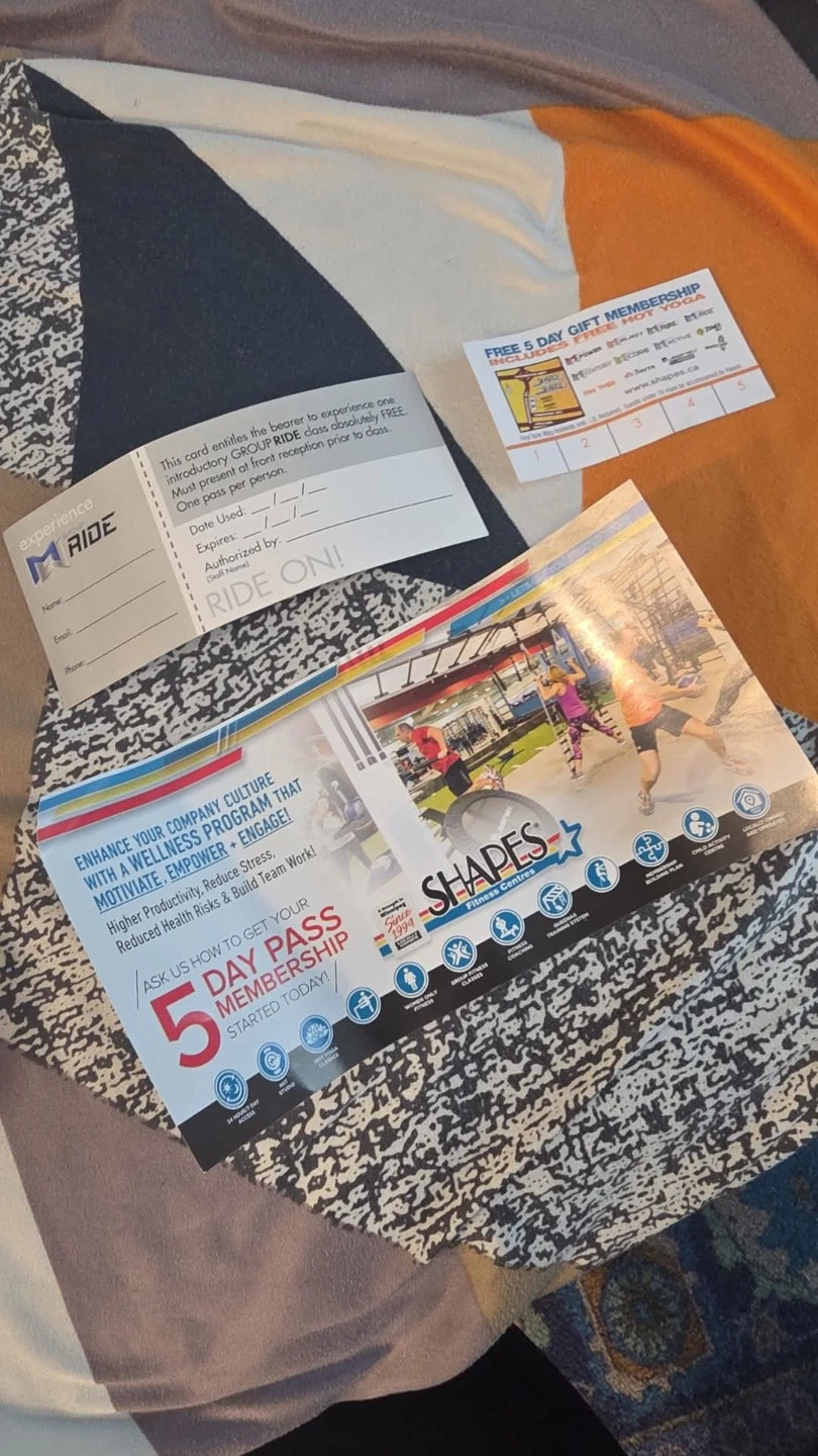 Shapes Fitness Centres 5 Day Pass & Experience Ride Class Pass