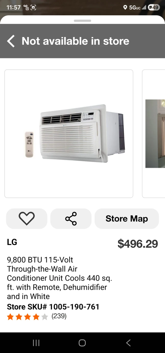 New LG 9800 btu in the wall AC 115v