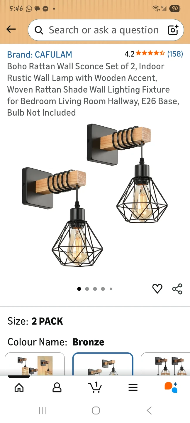 Boho Rattan Wall Sconce Set of 2