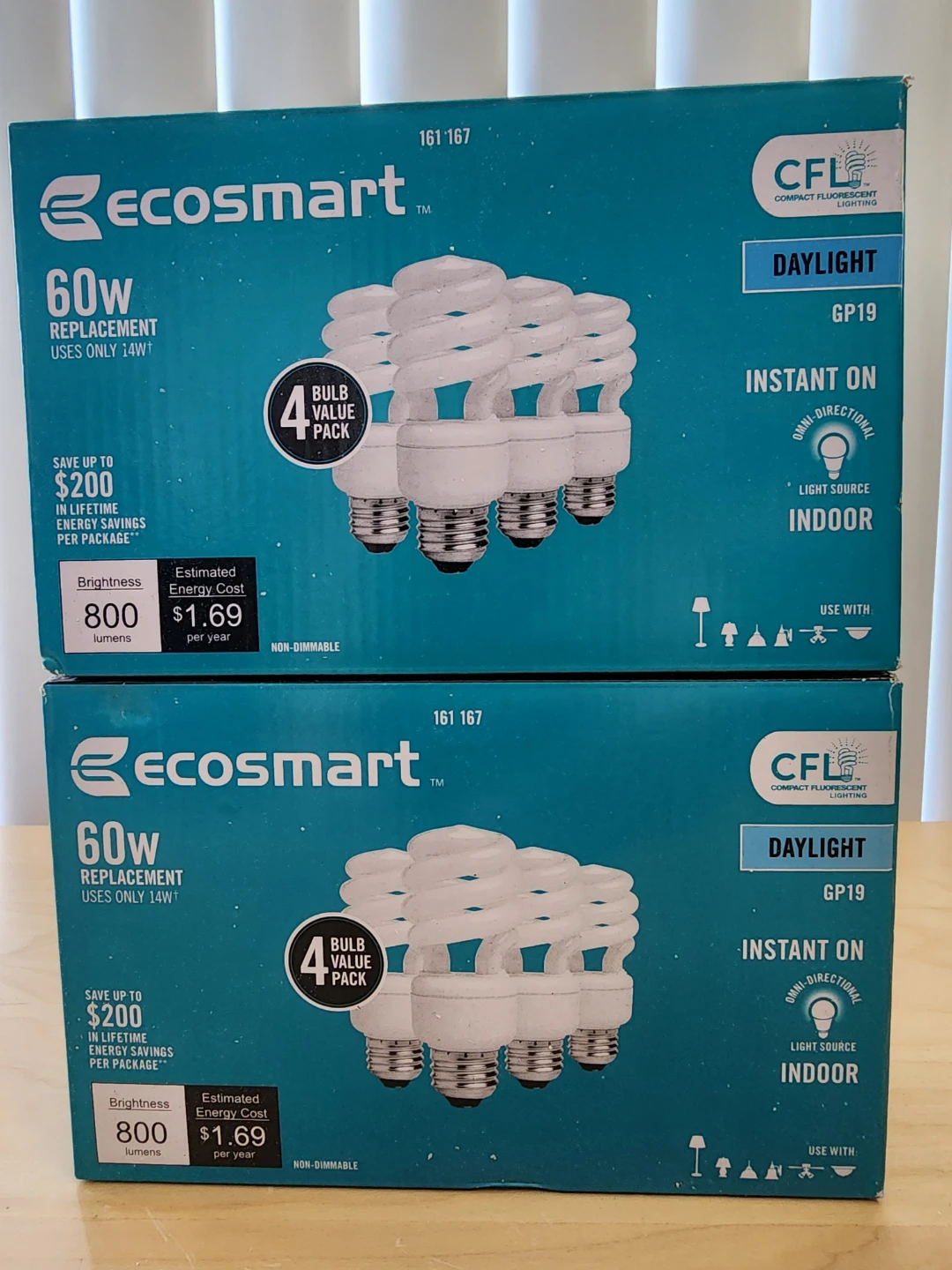 Ecosmart CFL Light Bulbs - 2 x 4 Pack (8 bulbs total)