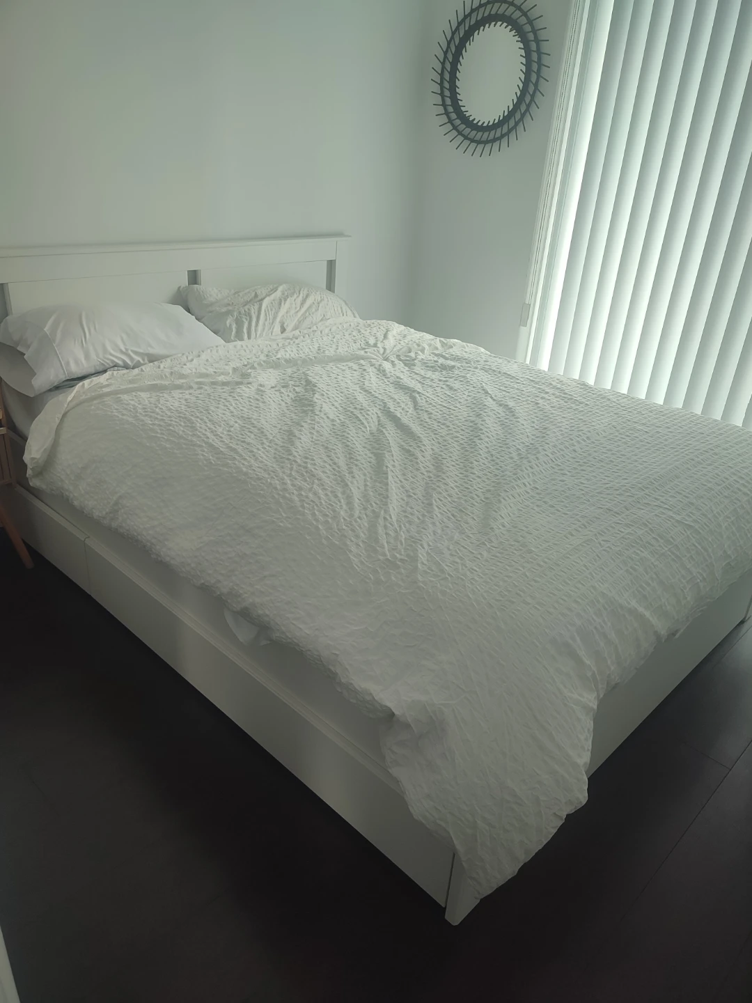 IKEA Bed Frame white Queen + matress