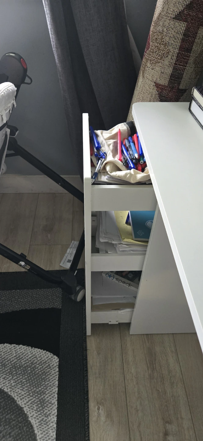 White Desk with Storage Shelves - photo 3