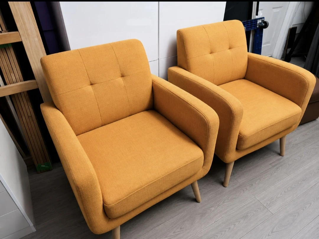 Set of 2 Mustard Yellow Accent Chairs - photo 2