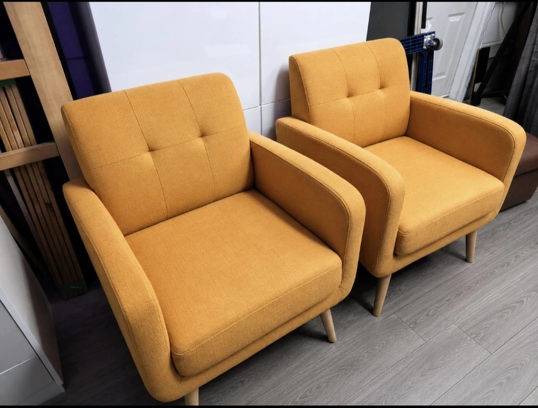 Set of 2 Mustard Yellow Accent Chairs - photo 5