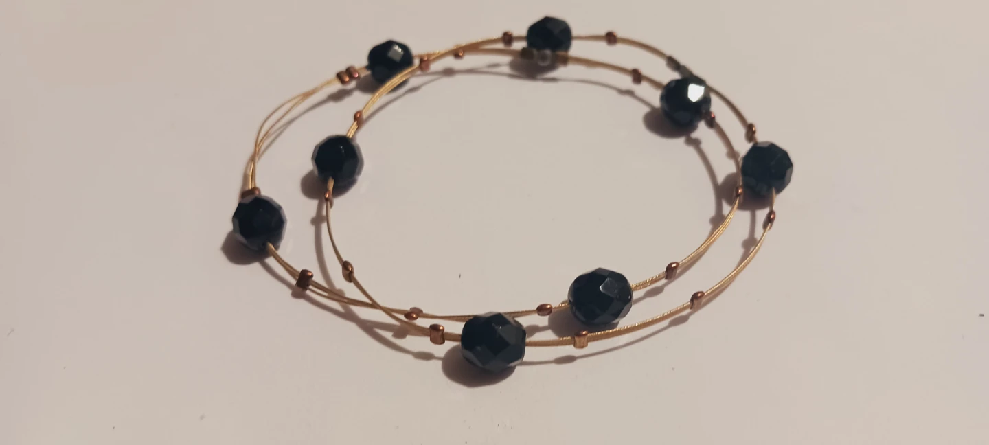 Set if 2 Delicate Black Beaded Bracelets - photo 2