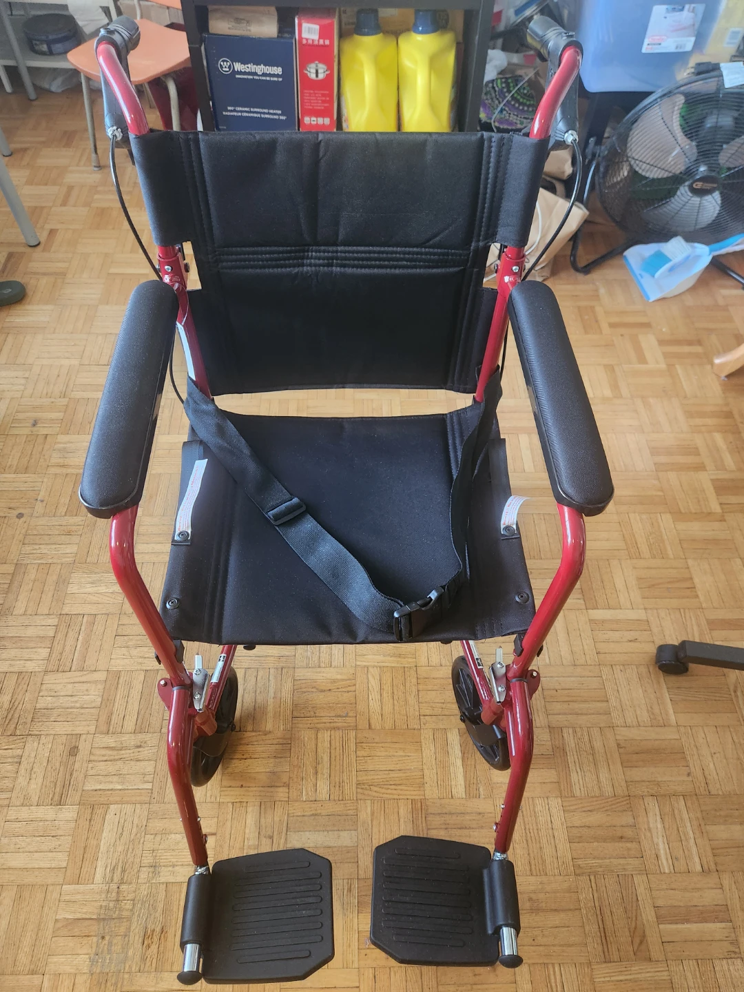 Red Lightweight Transport foldable Wheelchair