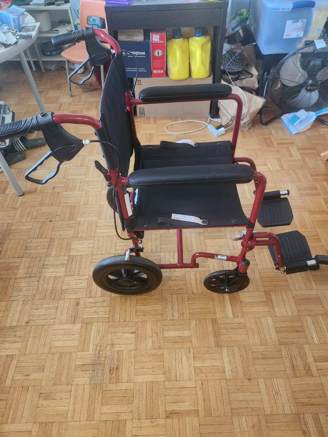 Red Lightweight Transport foldable Wheelchair - photo 2