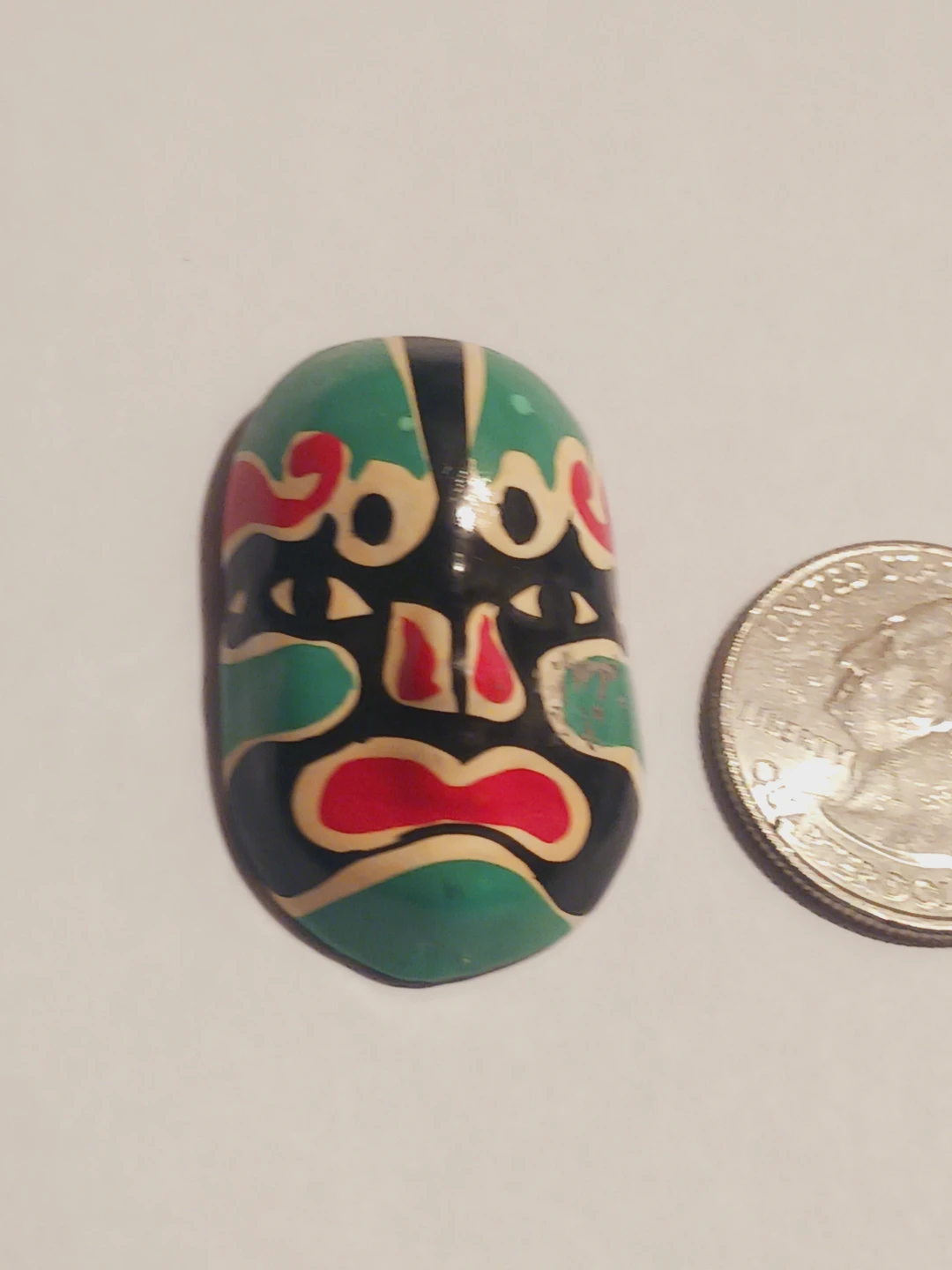 Hand-painted Wooden Mask Brooch - photo 3