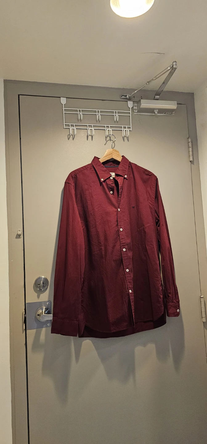 Pedro del Hierro Tailored Fit Button-Up Shirt - Red, Size L
