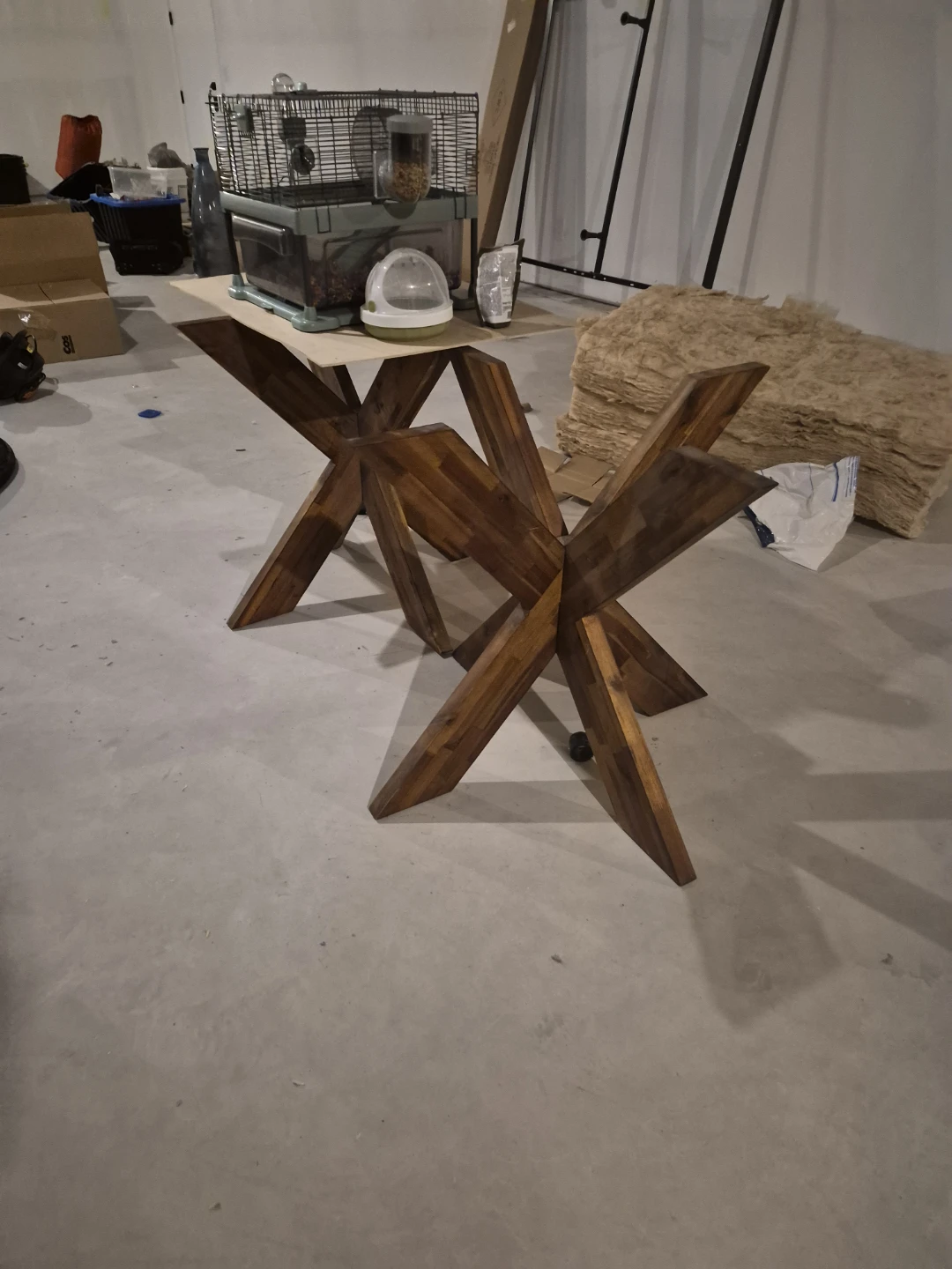 Double pedestal wood X base dining table - photo 2