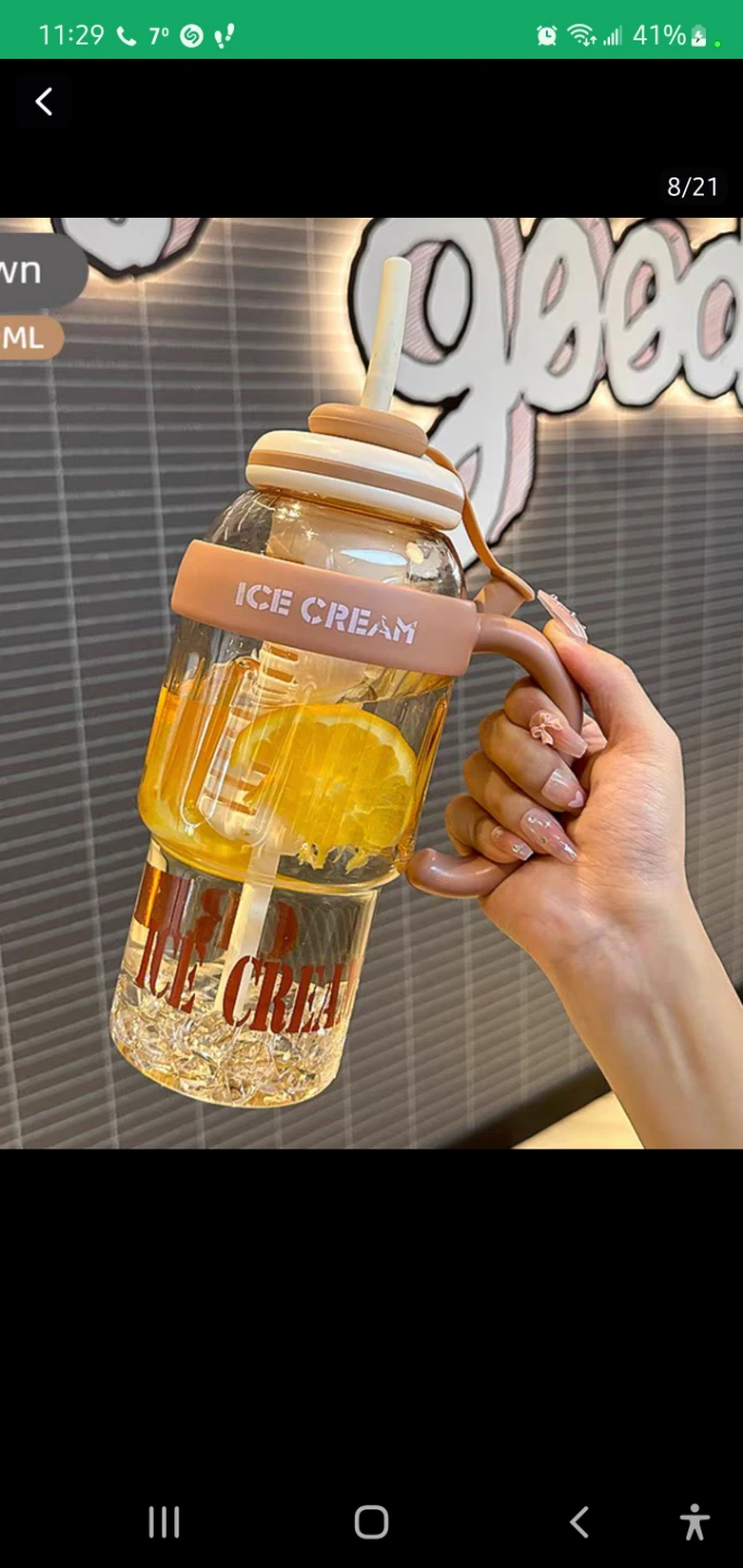 1300ML Ice Cream Cup with Straw