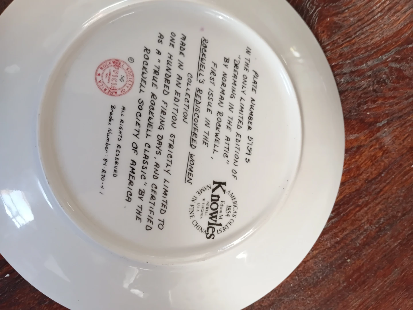 Norman Rockwell "Dreaming in the Attic" Collector Plate - photo 2