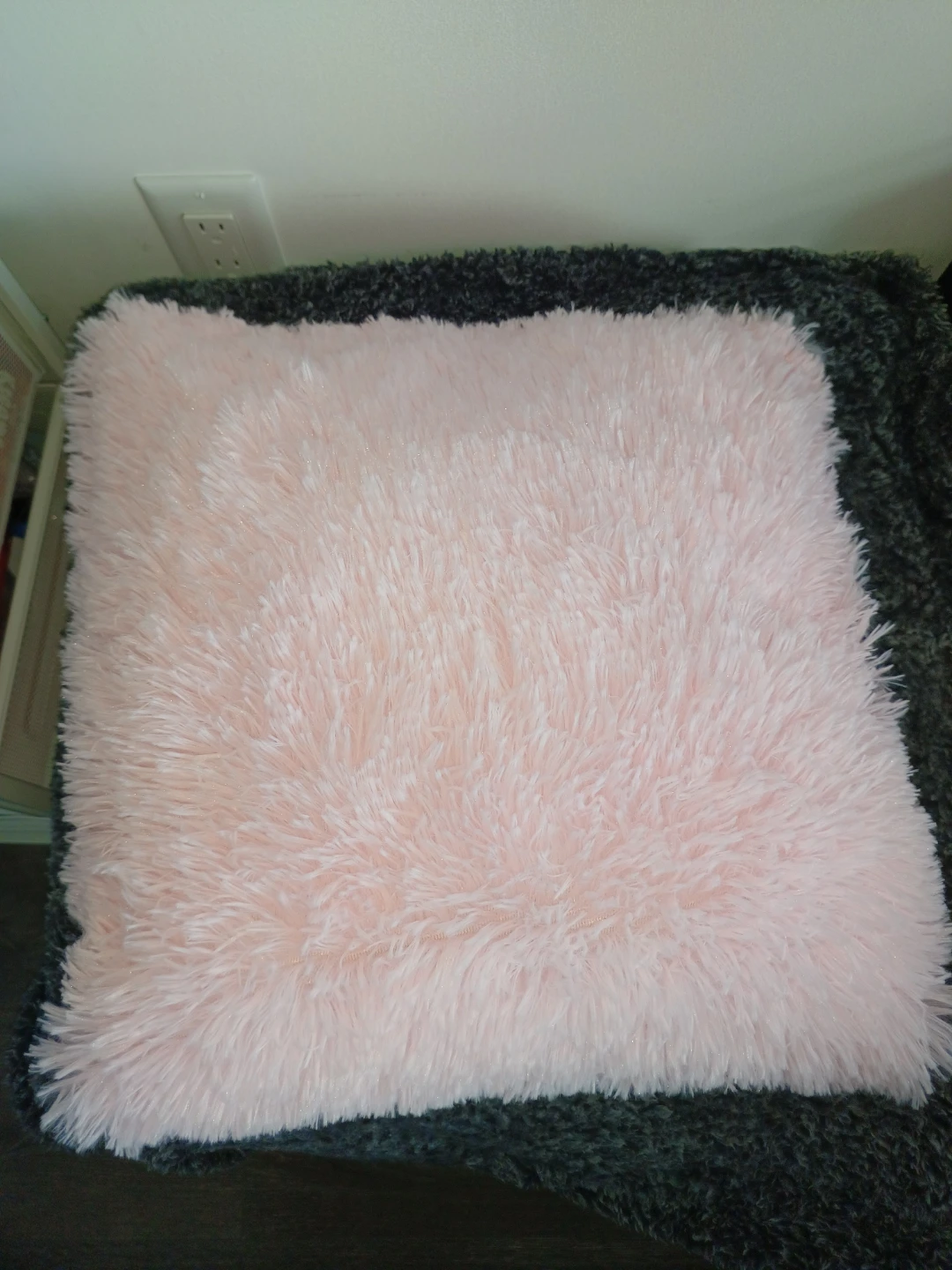 Pink Faux Fur Throw Pillow