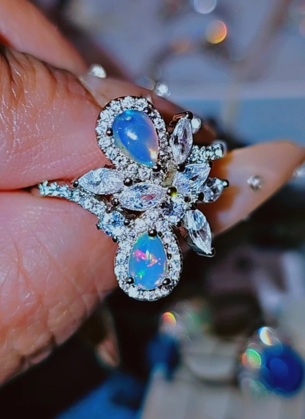 Opal and Cubic Zirconia Ring - photo 5