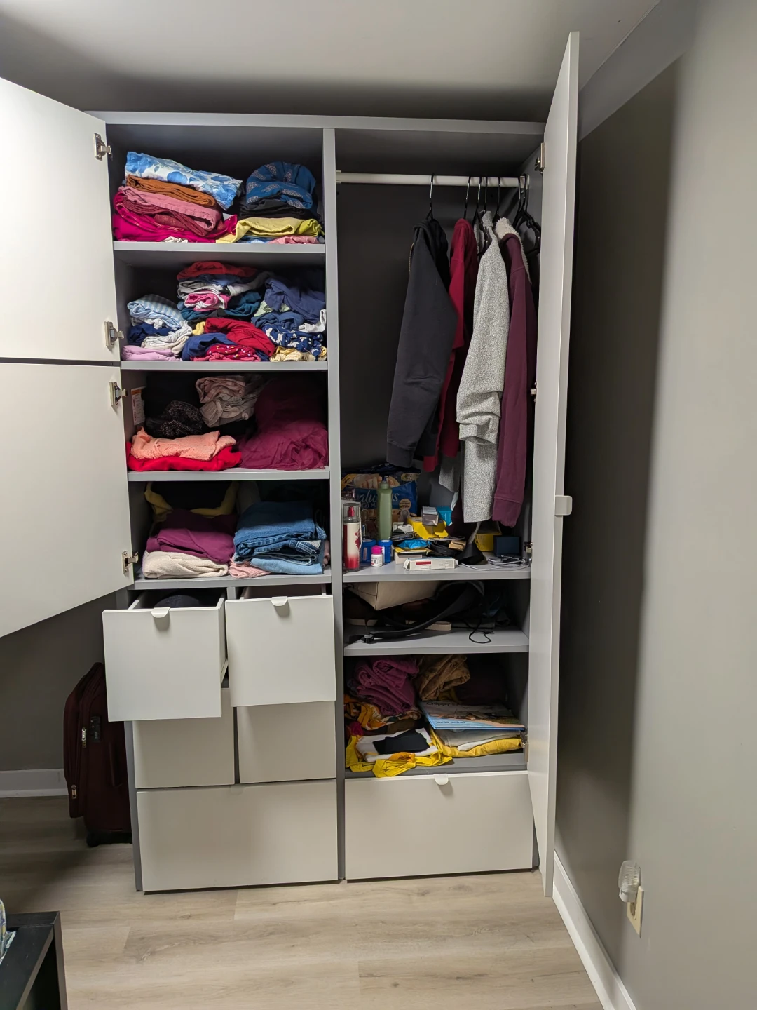 IKEA White and Grey Wardrobe with Drawers and Hanging Space - photo 2