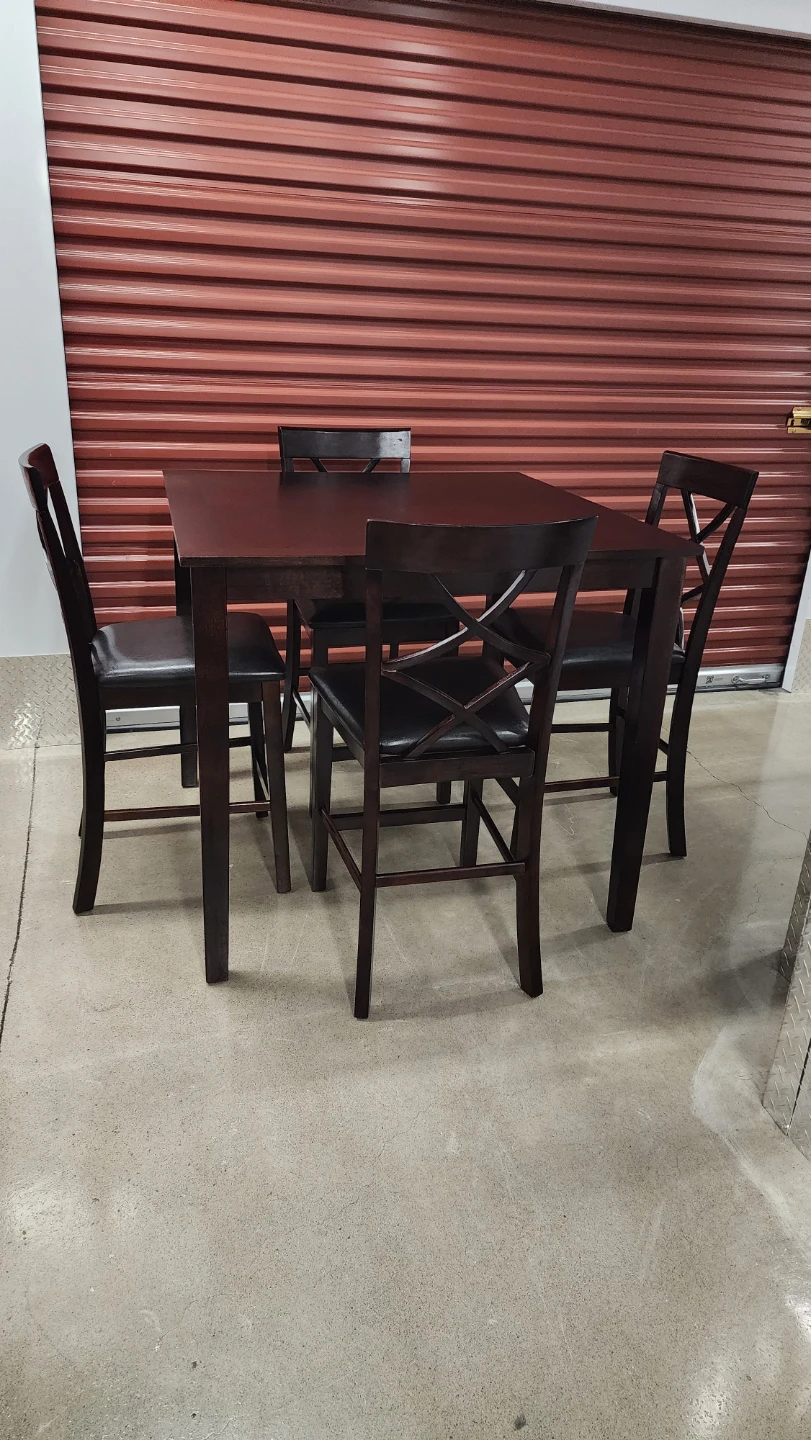 Dark Wood Dining Table with 4 Chairs