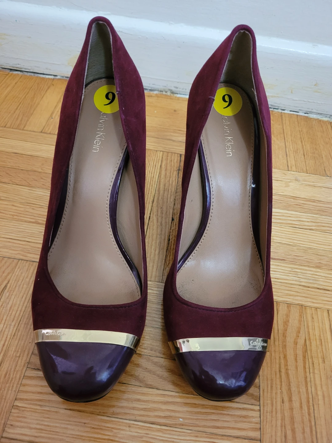 Calvin Klein Burgundy Suede Block Heel Pumps Size 9
