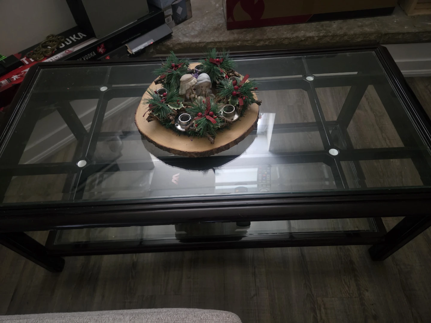 Merry Wood Coffee Table with Glass Top