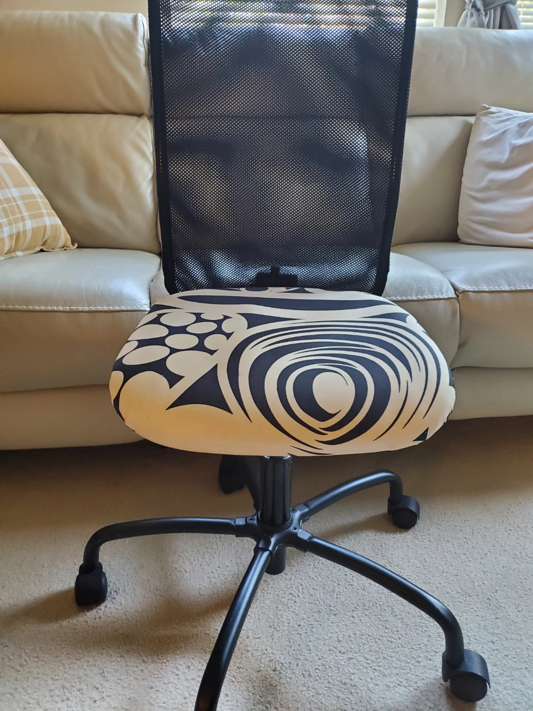 IKEA Office Chair with Custom Black and White Patterned Seat - photo 2