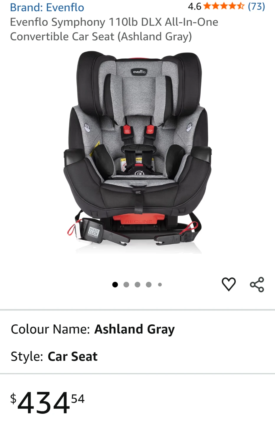 Evenflo Symphony DLX All-In-One Convertible Car Seat