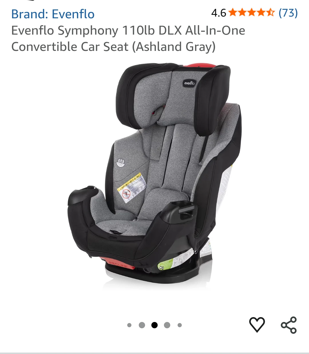 Evenflo Symphony DLX All-In-One Convertible Car Seat - photo 5