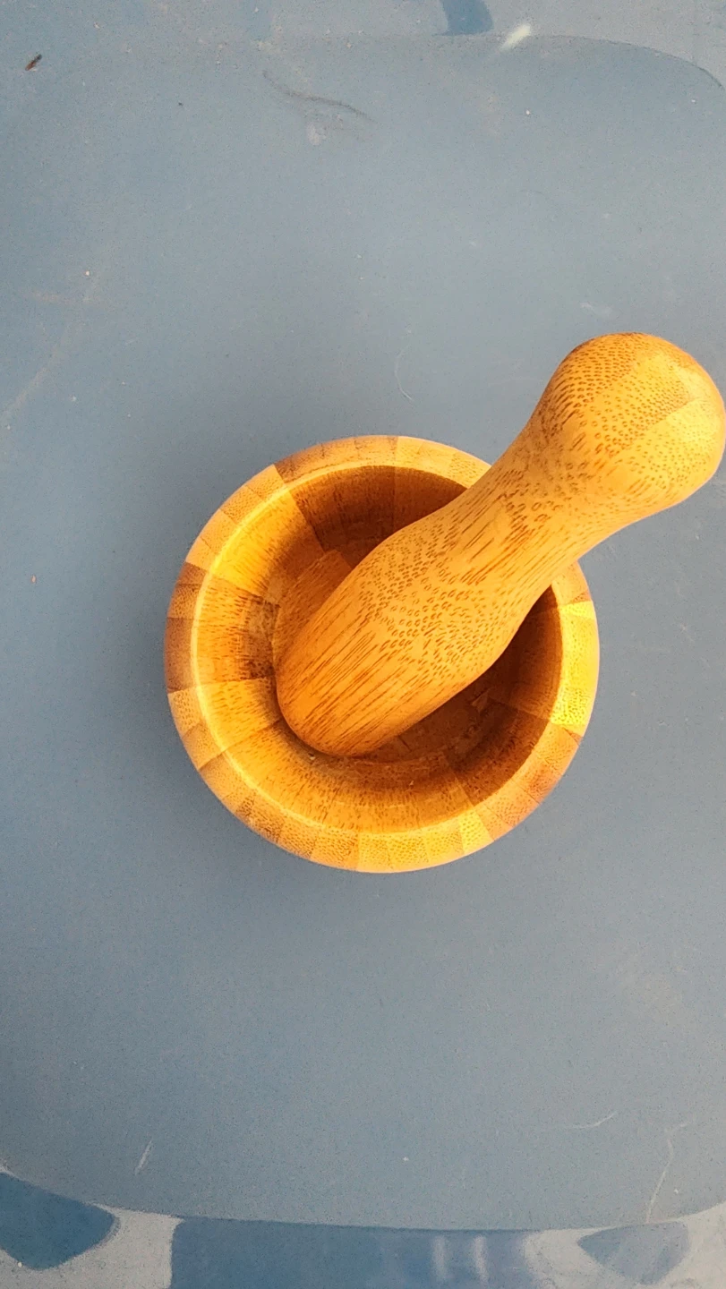 Wooden mortar and pestle