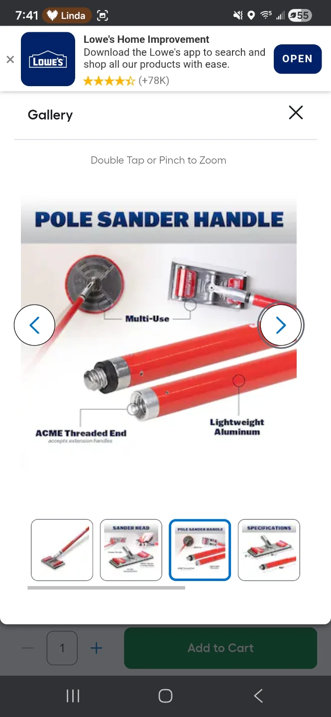 WAL-BOARD TOOLS Pole Sander 3.25-in x 9.38-in - photo 3
