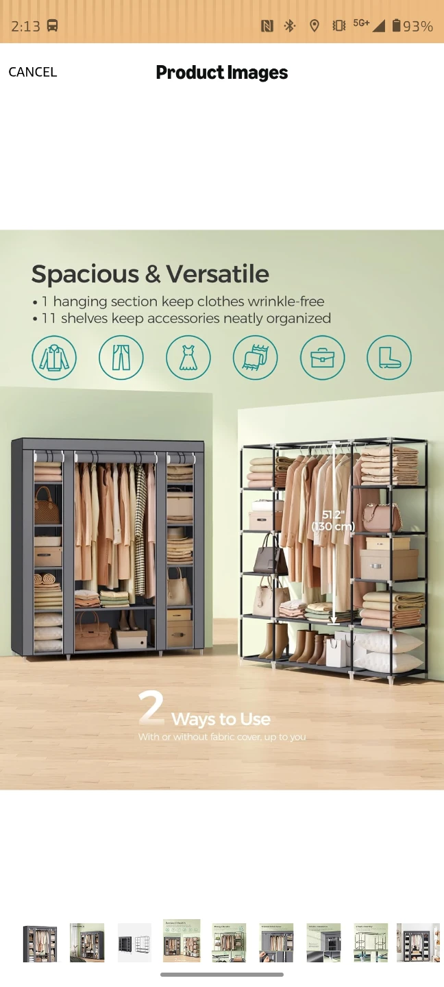 SONGMICS Portable Wardrobe Closet Organizer - photo 2