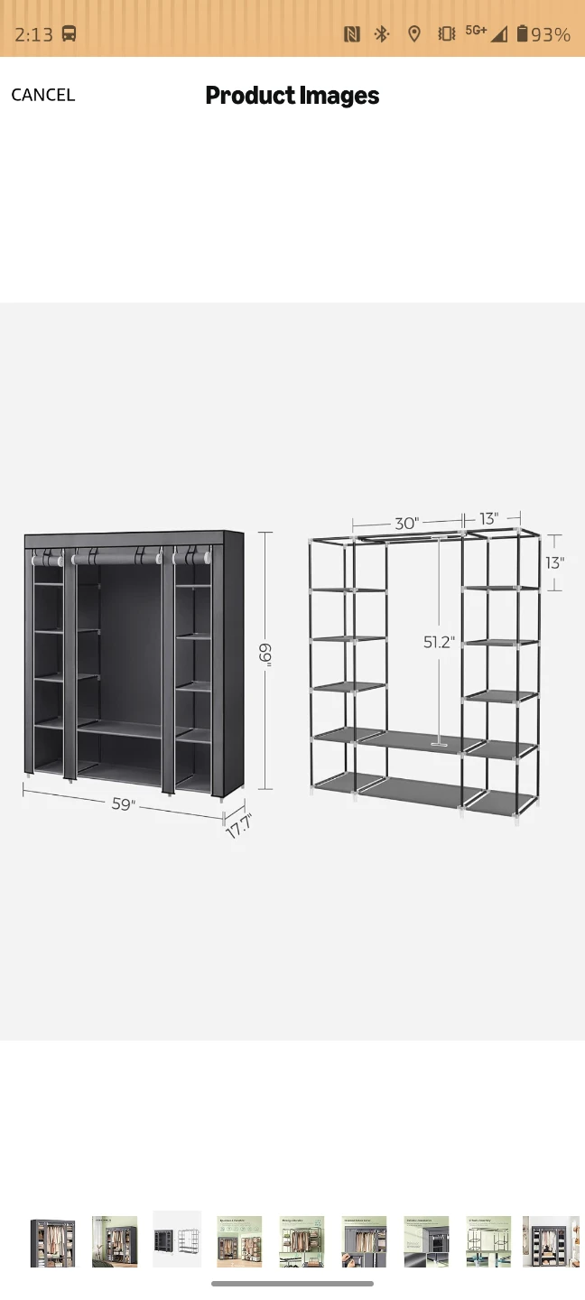 SONGMICS Portable Wardrobe Closet Organizer - photo 5