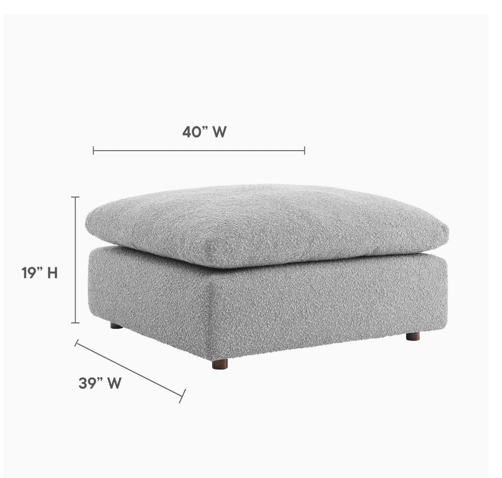 Large Textured Ottoman - Grey