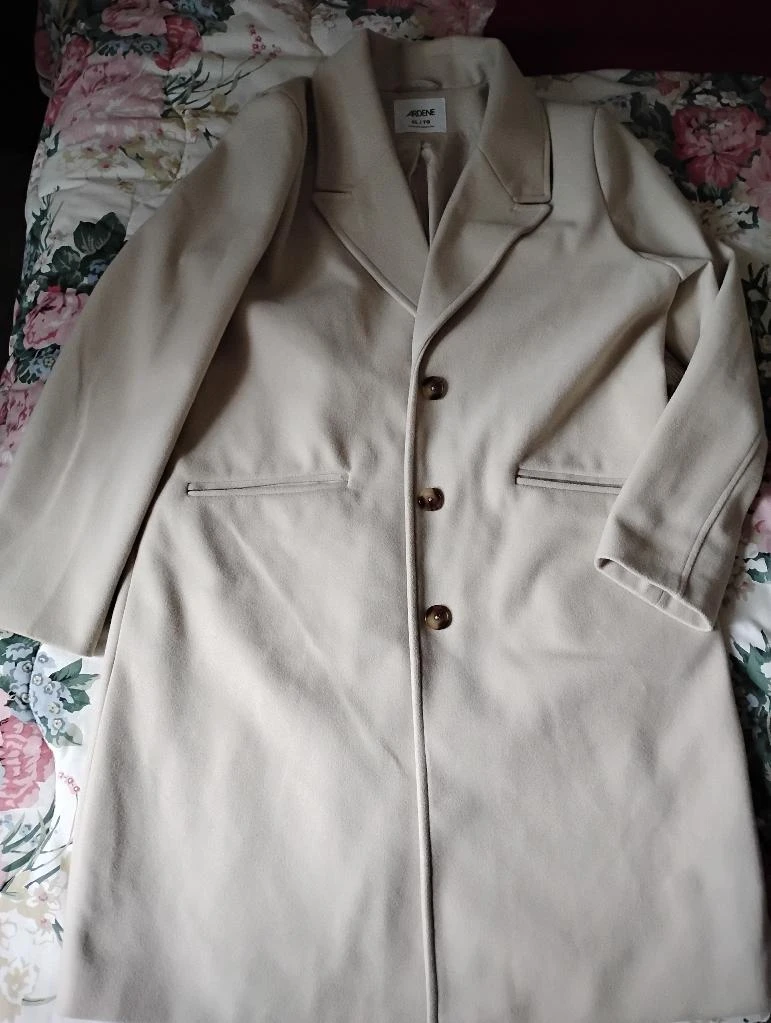 Cream Beige Button-Up long Coat