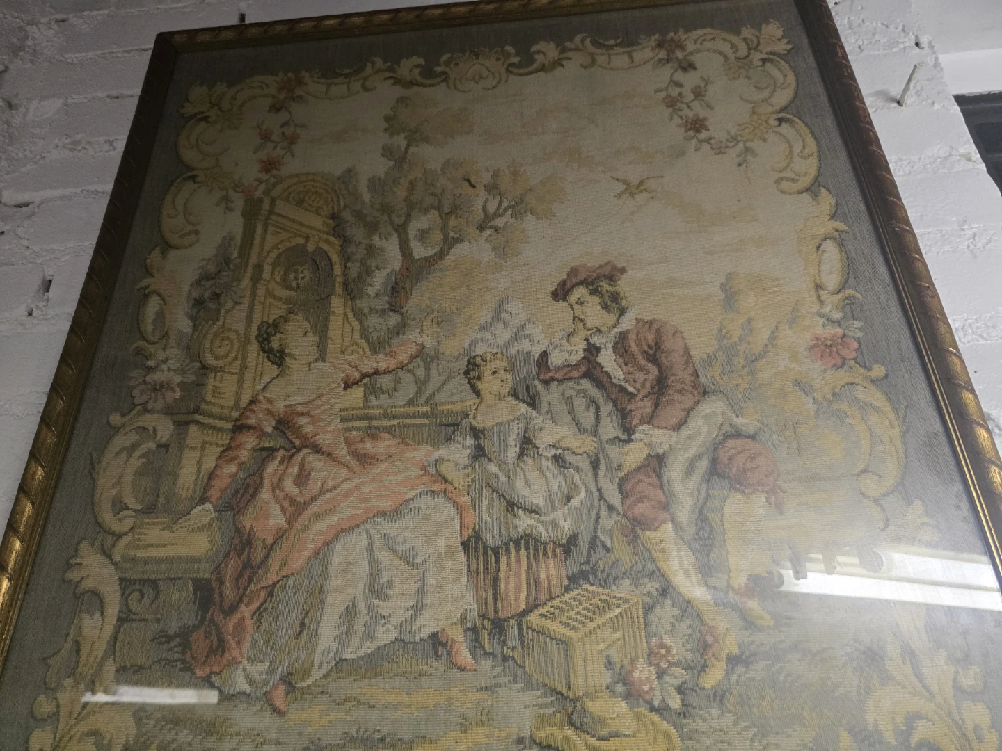 Vintage Antique Framed Tapestry Wall Hanging - photo 2