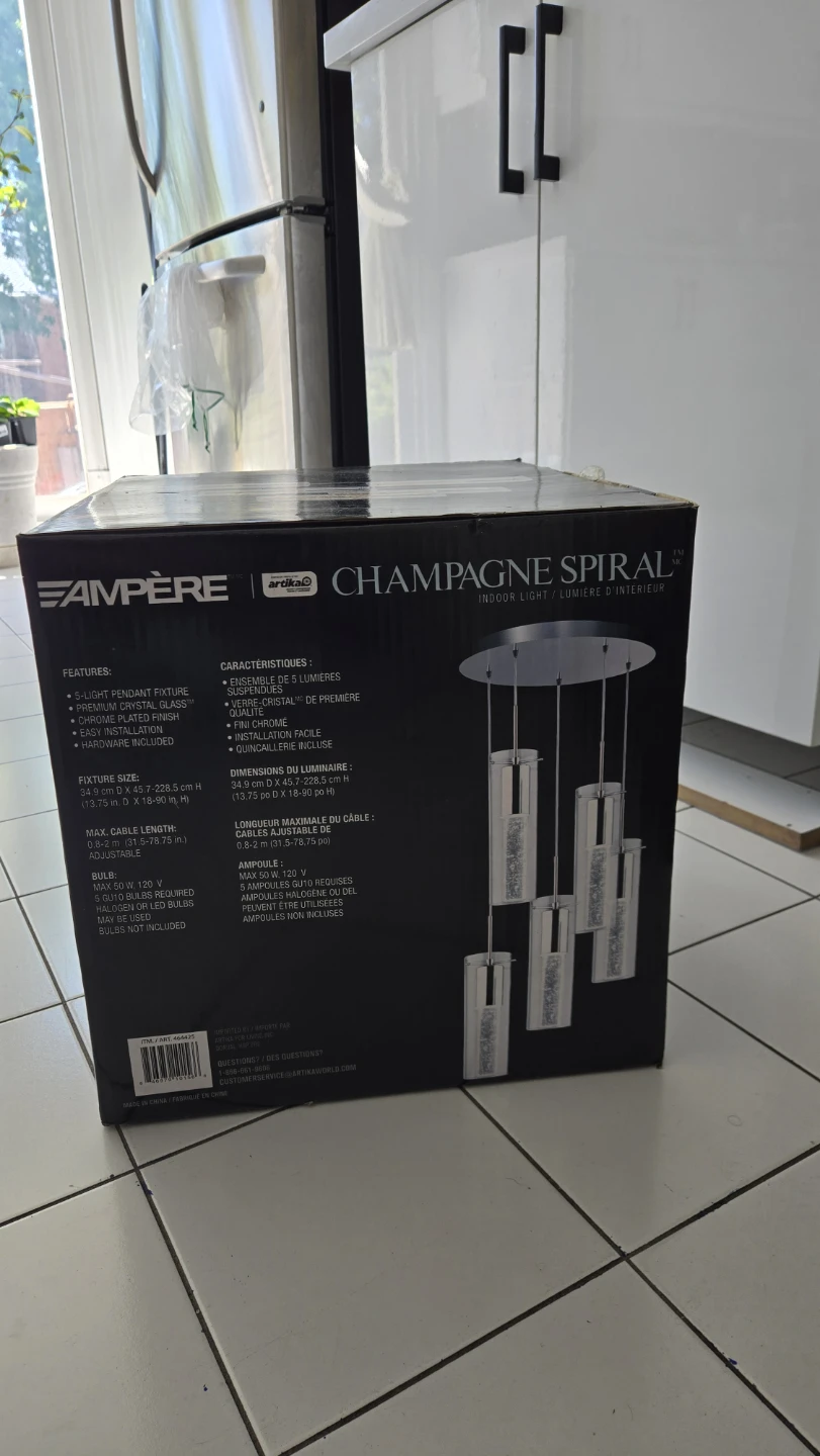 Ampère Champagne Spiral 5-Light Indoor Pendant Fixture - photo 3