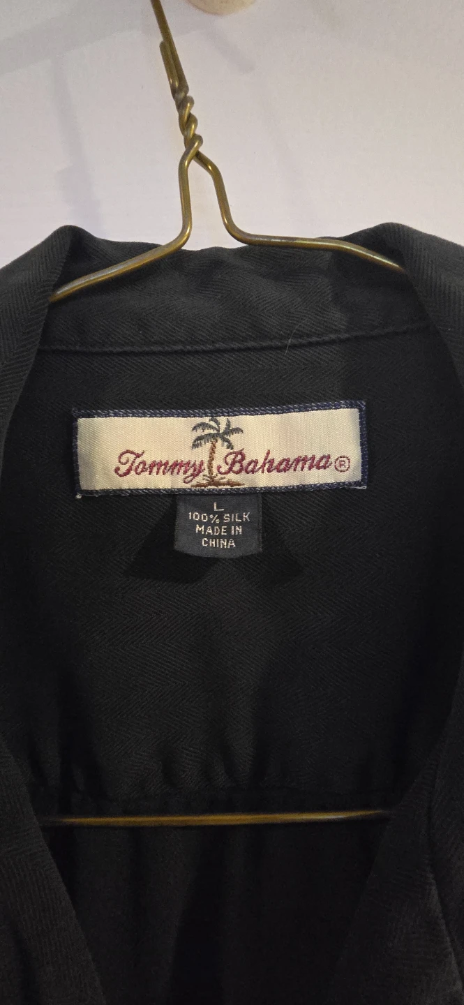 Tommy Bahama Black 100% Silk Short Sleeve Shirt - Size L - photo 2