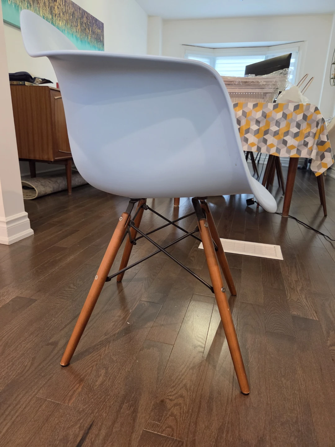 Light Blue Accent Chair with Wooden Legs - photo 2