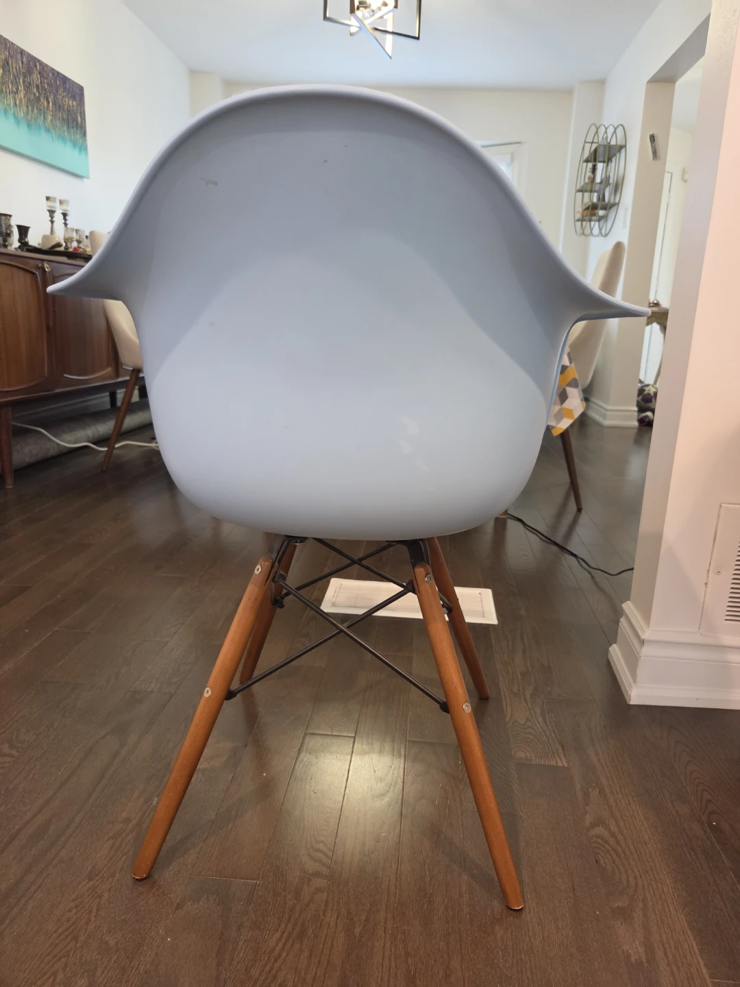 Light Blue Accent Chair with Wooden Legs - photo 3