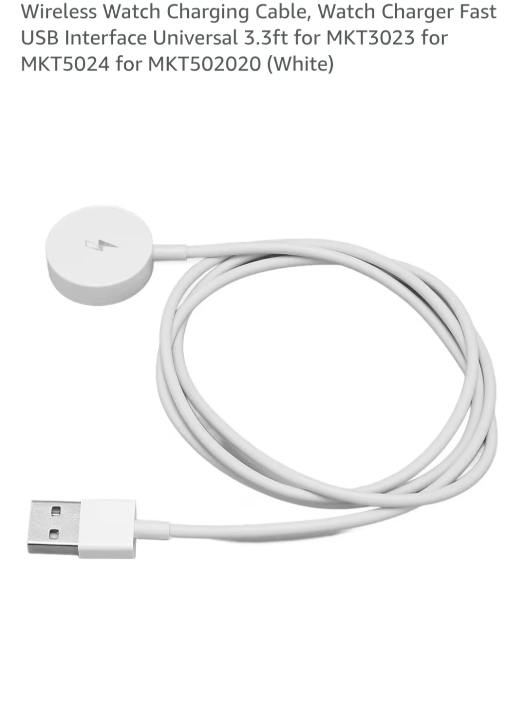 White USB Watch Charging Cable