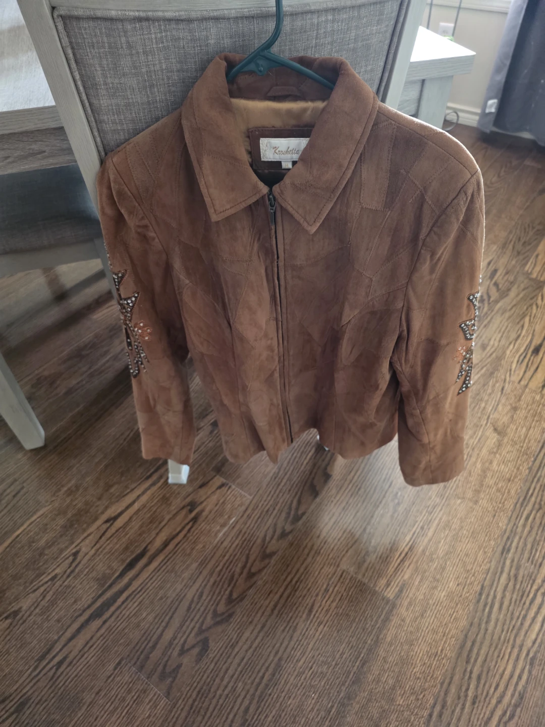 Krochetta Suede Jacket with Beaded Detail