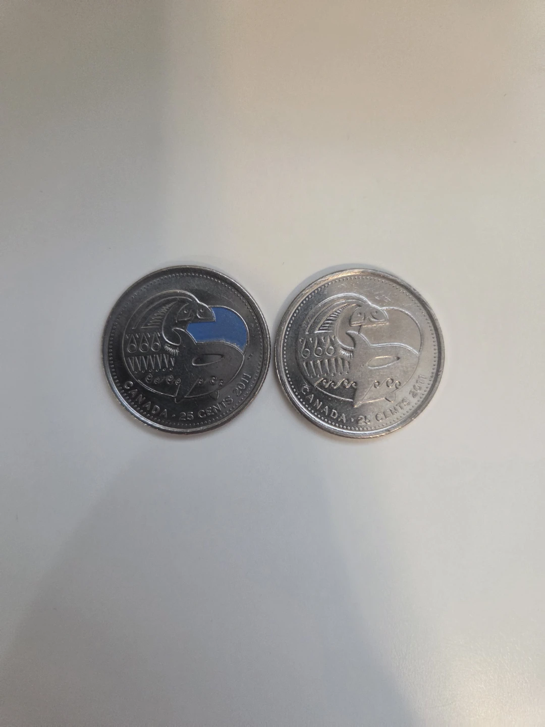 Canada 2011 25 cents Coloured and Uncoloured Orca Whale