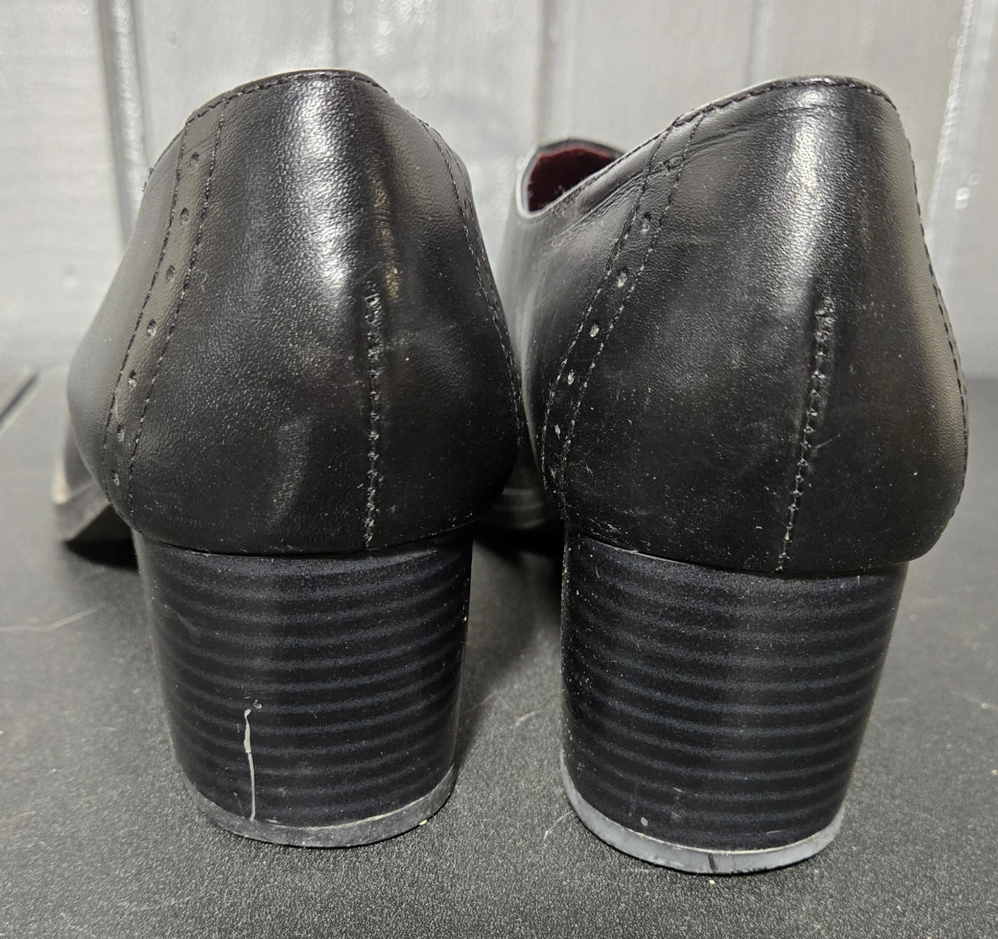 Naturalizer Black Leather Oxford Heels Size 7.5 - photo 2