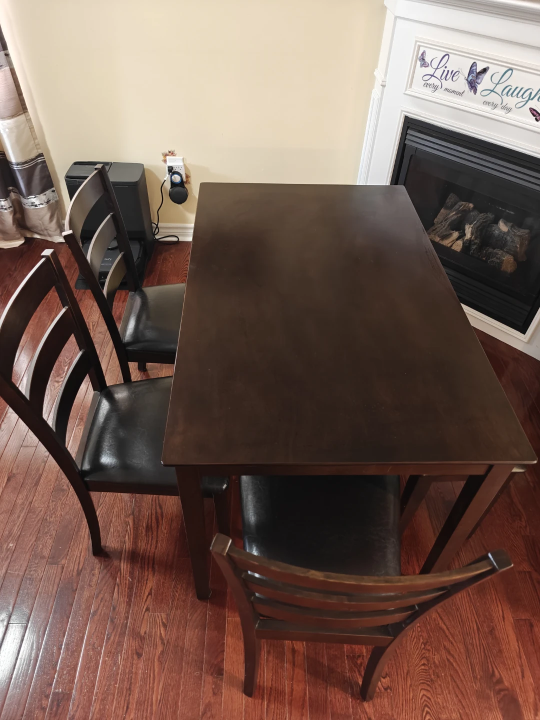 Dark Brown Wooden Dining Chairs and Bench, 5 piece - photo 5